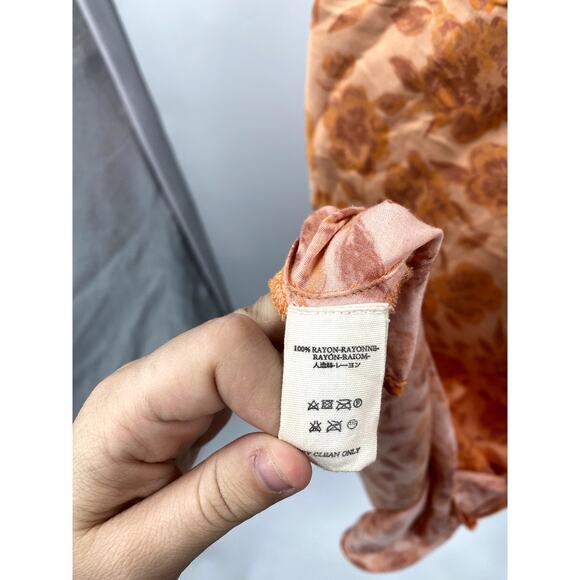 Free people x Jens Pirate booty orange Floral One Sleeve Aliana Dress - Picture 4 of 9